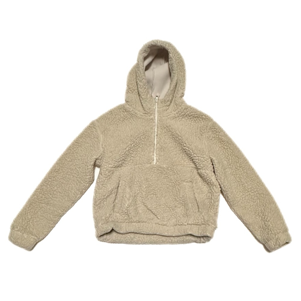 Mondetta Sherpa Fleece Half Zip Jacket Beige Hoody